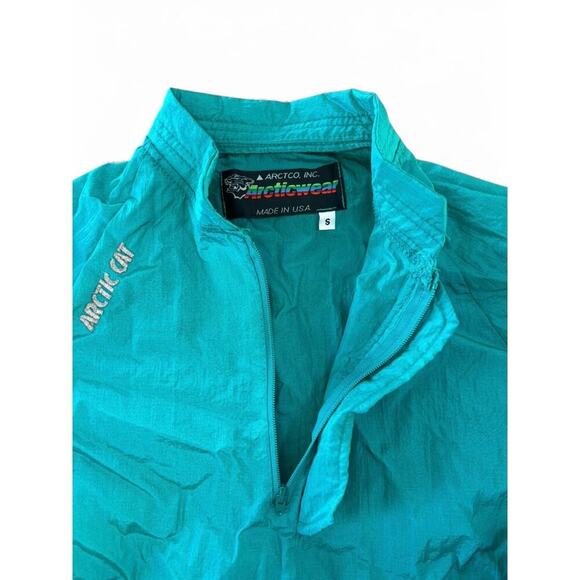 Arctic Cat Vintage 90's Windbreaker Light Weight Jacket Teal Size Small - Picture 4 of 8